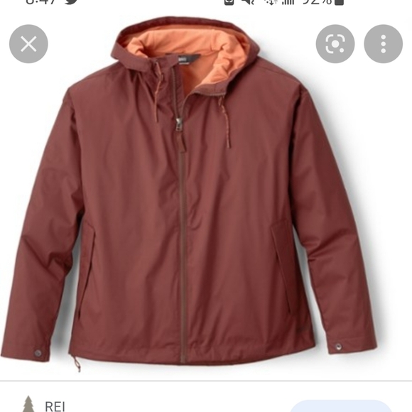 Rei Co op Groundbreaker brown rain jacket with orange lining - Like New - Picture 2 of 8